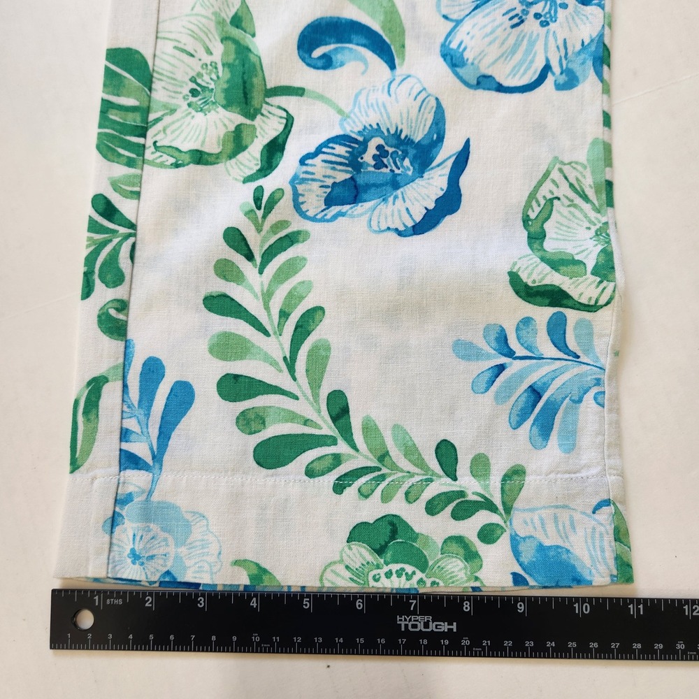 Tommy Bahama Womens M Linen Blend Floral Wide Leg Drawstring Pants Blue Green - Picture 7 of 10
